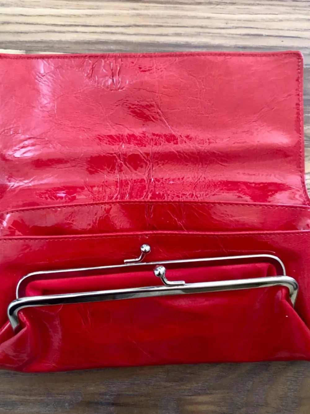 Kenneth Cole Y2K Inspired Red Chrome Patent Leather Clutch Wallet Purse -NWOT